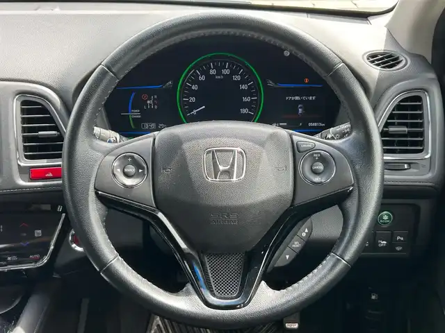 ホンダ ヴェゼル ハイブリッド X 静岡県 2014(平26)年 5.9万km ミスティックグリーンパール エンジンスタートボタン/パワーステアリング/パワーウィンドウ/MTモード付きAT/寒冷地仕様/スマートキー/クルーズコントロール/CDチェンジャー/ETC/バックカメラ/走行中視聴可能フルセグTV/DVD再生機能ありSDナビ/前方ドライブレコーダー/純正フロアマット/D+N席シートヒーター/純正アルミホイール/ABS/横滑り防止装置/前方コーナーセンサー/オートライト/W+サイドエアバック/衝突軽減システム/カーテンエアバック/LEDヘッドライト/オートブレーキホールド
