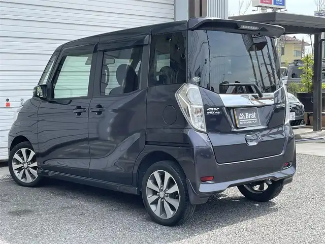 三菱 ｅＫスペース カスタムT e－アシスト 福島県 2014(平26)年 3.2万km パープリッシュネイビーパール カロッツェリアSDナビ/ETC/フルセグTV/バックカメラ/両側パワースライドドア/電動格納ミラー/衝突軽減ブレーキ/純正ドアバイザー/Bluetooth/HIDヘッドライト