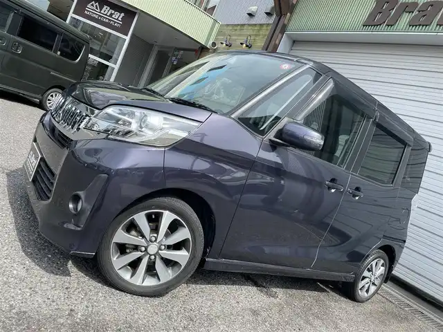 三菱 ｅＫスペース カスタムT e－アシスト 福島県 2014(平26)年 3.2万km パープリッシュネイビーパール カロッツェリアSDナビ/ETC/フルセグTV/バックカメラ/両側パワースライドドア/電動格納ミラー/衝突軽減ブレーキ/純正ドアバイザー/Bluetooth/HIDヘッドライト