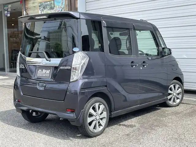 三菱 ｅＫスペース カスタムT e－アシスト 福島県 2014(平26)年 3.2万km パープリッシュネイビーパール カロッツェリアSDナビ/ETC/フルセグTV/バックカメラ/両側パワースライドドア/電動格納ミラー/衝突軽減ブレーキ/純正ドアバイザー/Bluetooth/HIDヘッドライト