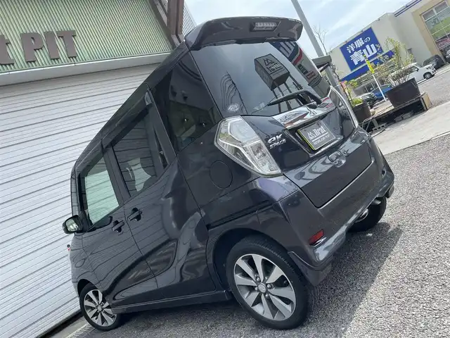 三菱 ｅＫスペース カスタムT e－アシスト 福島県 2014(平26)年 3.2万km パープリッシュネイビーパール カロッツェリアSDナビ/ETC/フルセグTV/バックカメラ/両側パワースライドドア/電動格納ミラー/衝突軽減ブレーキ/純正ドアバイザー/Bluetooth/HIDヘッドライト