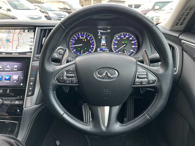 日産 スカイライン ハイブリッド 350GT Type SP 大阪府 2014(平26)年 6.4万km ダークメタルグレー エマージェンシーブレーキ　全方位カメラ　インテリジェントクルーズコントロール　レザーシート　パワーシート　シートヒーター　シートメモリ　ＢＳＭ　フルセグＴＶ　ＣＤ　ＤＶＤ　ＬＥＤオートヘッドライト　純正ホイール　純正オーディオ　純正フロアマット　プッシュスタート　スマートキー　スペアキー1　ETC