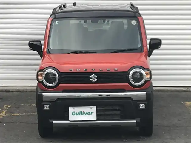 スズキ ハスラー タフワイルド・ターボ 和歌山県 2025(令7)年 0.1万km オレンジⅡ 走行距離　580km（登録時）/純正8インチナビ（CN-HZ8A5)/（AM、FM、CD、DVD、Bluetooth、USB、TV）/スズキセーフティーサポート/・デュアルカメラブレーキ/・車線逸脱抑制機能/・ハイビームアシスト/・アダプティブクルーズコントロール/・誤発進抑制機能/・リアパーキングセンサー/純正前後ドライブレコーダー/LEDヘッドライト/前席シートヒーター/純正15インチホイール/パーソナルテーブル/荷室内アクセサリーソケット/電動格納ミラー/ステアリングスイッチ/プッシュスタート/取扱説明書/保証書