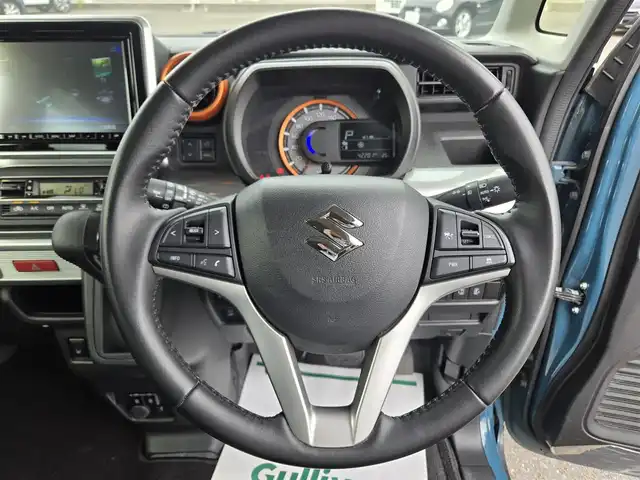 スズキ スペーシア ギア HYBRID XZ 鹿児島県 2021(令3)年 4.3万km デニムブルー ガンメタリック 2トーン ヘッドアップディスプレイ　/レーダークルーズコントロール/３６０°ビューカメラ　/ＥＴＣ　/両側パワースライドドア　/デュアルカメラブレーキサポート　/純正ＳＤナビ（ＣＮ－ＲＺ８６６）　/D+N席シートヒーター/ワンオーナー/ルーフレール/Bluetoothオーディオ/純正アルミホイール(14インチ)/フルセグテレビ/前後コーナーセンサー/LEDヘッドライト/レーンキープアシスト/横滑り防止装置/プッシュスタート/スマートキー/エアバッグ(W+サイド)