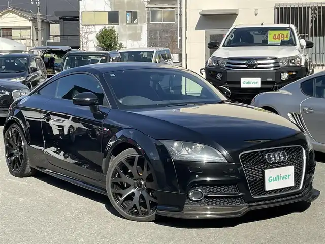 アウディ ＴＴクーペ 1．8 TFSI Sライン 和歌山県 2012(平24)年 8.6万km 黒 S lineパッケージ/RAYS19インチAW/KW車高調/可変リアウィング/革巻きステアリング/パドルシフト/純正ナビ/（AM/FM/CD/DVD/MUSIC CATCHER/フルセグTV/SDメモリーカード/USB/Bluetooth/VTR）/einsatzマフラー/カーボンリップスポイラー/スペアキー×１/保証書/取扱説明書