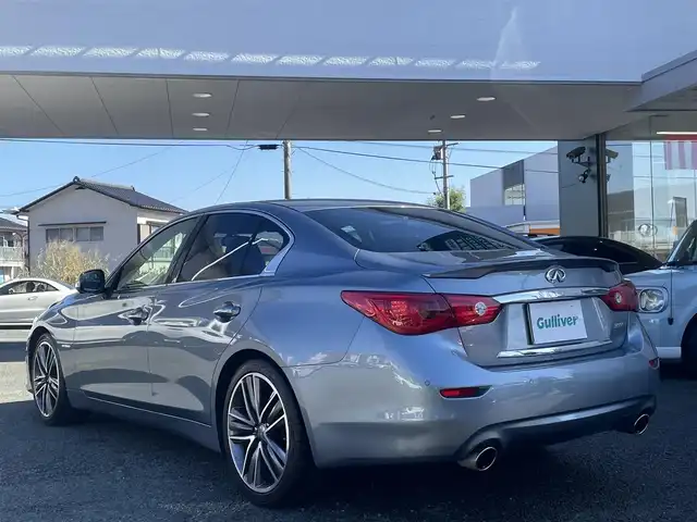 日産 スカイライン ハイブリッド 350GT Type SP 熊本県 2016(平28)年 6.2万km ハガネブルーM 純正ナビ/【フルセグTV/Bluetooth/CD/DVD】/アラウンドビューモニター/バックカメラ/レーダークルーズコントロール/純正19インチAW/黒レザーシート/パワーシート/シートヒーター/ステアリングスイッチ/パーキングセンサー/横滑り防止機能/革巻きステアリング/パドルシフト/ビルトインETC/前後ドライブレコーダー/純正フロアマット/プッシュスタート/スマートキー