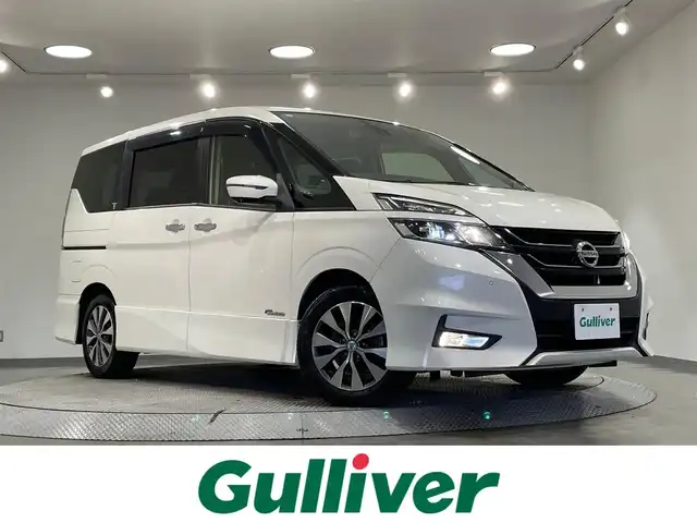 日産 セレナ ハイウェイスターVセレクションⅡ 愛知県 2017(平29)年 12万km ブリリアントホワイトパール 純正１０インチナビ　/(FM/AM/フルセグTV/SD/CD・DVD・ブルーレイ再生）/プロパイロット　/純正フリップダウンモニター　/アラウンドビューモニター　/衝突軽減ブレーキ　/両側電動スライドドア　/インテリジェントパーキングアシスト/ビルトインＥＴＣ　/デジタルインナーミラー　/車線逸脱警報/ハンドル支援/ソナー　/ＬＥＤヘッドライト/フォグランプ/アイドリングストップ/電動パーキングブレーキ/オートブレーキホールド機能/アクセサリーソケット/プッシュスタート/　　-スマートキー/後席サンシェード