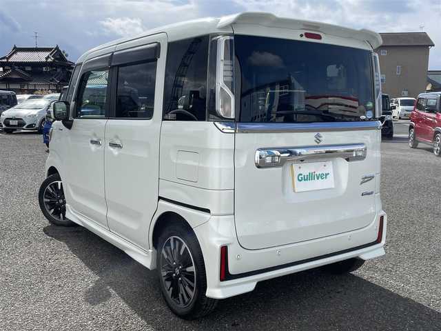 スズキ スペーシア カスタム HYBRID XS ターボ 熊本県 2018(平30)年 3.9万km ピュアホワイトP 純正SDナビDTV/・CD/DVD/SD/BT/地デジ/バックカメラ/全方位カメラ/両側パワースライド/ハーフレザーシート/シートヒーター/LEDライト/オートライト/オートハイビーム/ビルトインETC/マット/バイザー/スマートキー