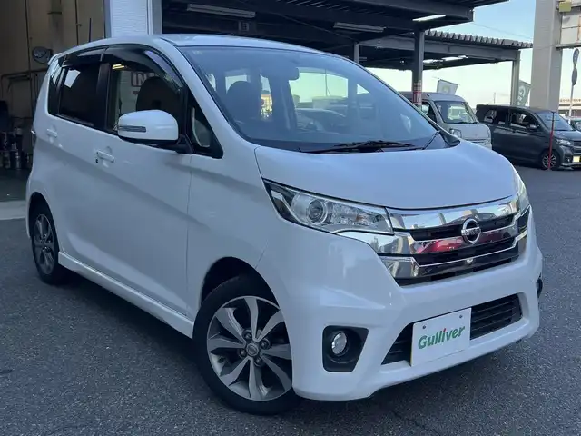 日産 デイズ ハイウェイスターG 鹿児島県 2014(平26)年 4.4万km ホワイトパール ワンオーナー/純正メモリナビ/　・CD・SD・USB・フルセグTV/ETC/アラウンドビューモニター/純正HIDヘッドライト/純正フォグライト/オートライト/アイドリングストップ/革巻きステアリング/ステアリングスイッチ/純正15インチアルミホイール/電動オート格納ウインカー付ドアミラー/純正フロアマット/純正ドアバイザー/取扱説明書、保証書/スペアキー×1本