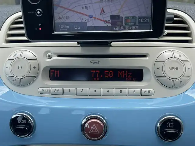 フィアット ５００ ツインエア ポップ 石川県 2015(平27)年 5.9万km 青 社外ポータブルナビ/バックカメラ/純正オーディオ/CD/アンチスリップレギュレーション/純正15incAW/純正ETC/フォグランプ(前後)/アイドリングストップ/HIDヘッドライト/ヘッドライトレベライザー/ドライブレコーダー(前後)