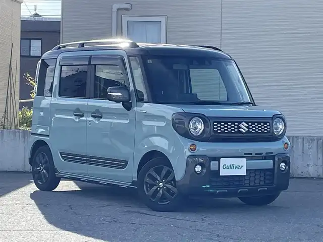 スズキ スペーシア ギア HYBRID XZ 青森県 2023(令5)年 0.9万km オフブルーメタリック/ガンメタリック2トーンルーフ AIS評価4.5点/ハイブリット/ワンオーナー/フォグランプ/ルーフレール/両側パワースライド/純正ナビ/・フルセグTV/・AM/FM/CD/DVD/BT/USB/全方位モニター/コーナーセンサー/ベンチシート/シートヒーター/純正14AW/純正フロアマット/アイドリングストップ/クルーズコントロール/パーキングアシスト/レーンキープアシスト/衝突軽減システム/横滑り防止機能/ドアバイザー/スペアキー/保証書/取扱説明書