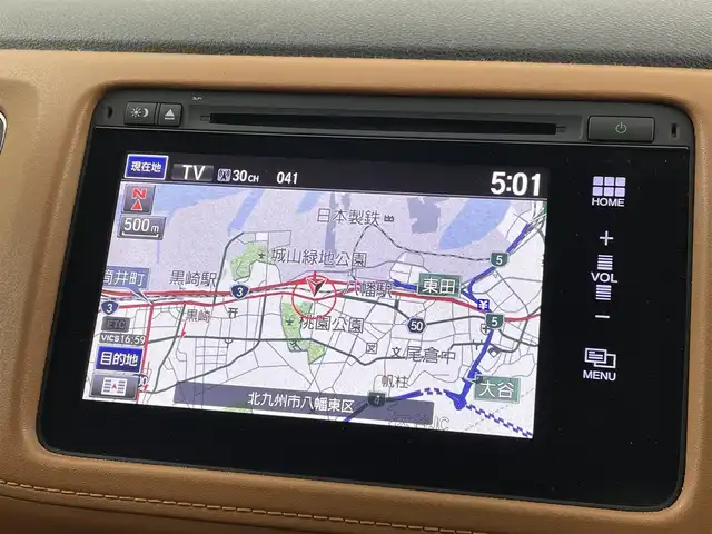 ホンダ ヴェゼル ハイブリッド Z 福岡県 2015(平27)年 8.5万km ティンテッドシルバーM メーカーオプションナビ　/バックカメラ　/ビルトインＥＴＣ　/クルーズコントロール　/シティブレーキアクティブシステム　/パドルシフト　/ハーフレザーシート　/シートヒーター　/純正１７インチＡＷ　/ＬＥＤヘッドライト