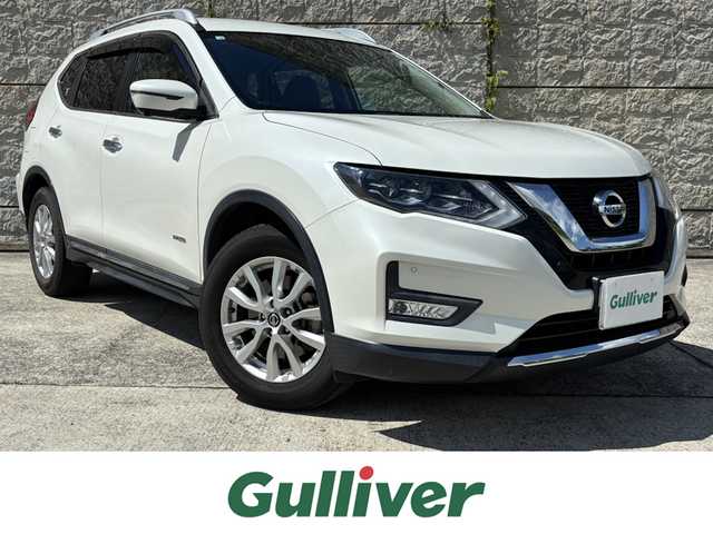 日産 エクストレイル ハイブリッド 20X 長崎県 2018(平30)年 12.6万km ブリリアントホワイトパール ワンオーナー/純正９インチナビ/(CD/DVD/BT/フルセグ)/全方位カメラ/衝突軽減ブレーキ/ドライブレコーダー/ETC/オートライト/フォグランプ/ルーフレール/電動格納ミラー/純正17インチAW