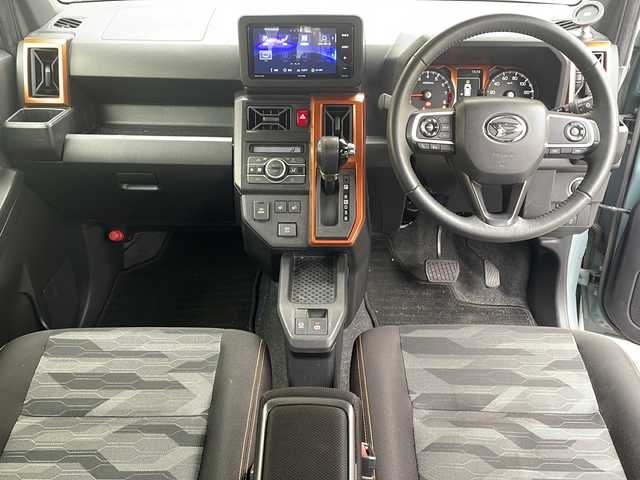 ダイハツ タフト G ターボ 福岡県 2021(令3)年 5.2万km レイクブルーメタリック 社外ナビ/（AM/FM/CD/DVD/SD/USB/Bluetooth/フルセグTV）/横滑り防止/シートヒータ（運転席/助手席）/サンルーフ/純正フロアマット/衝突軽減ブレーキ/アイドリングストップ/パーキングアシスト/オートホールド/クルーズコントロール追従あり/ハンズフリー/オートライト/電格ミラー/フォグランプ/純正アルミホイール/ドライブレコーダー前/保証書/取扱説明書/プッシュスタート/スペアキー×１