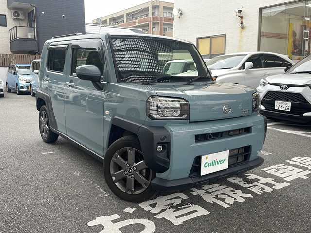 ダイハツ タフト G ターボ 福岡県 2021(令3)年 5.2万km レイクブルーメタリック 社外ナビ/（AM/FM/CD/DVD/SD/USB/Bluetooth/フルセグTV）/横滑り防止/シートヒータ（運転席/助手席）/サンルーフ/純正フロアマット/衝突軽減ブレーキ/アイドリングストップ/パーキングアシスト/オートホールド/クルーズコントロール追従あり/ハンズフリー/オートライト/電格ミラー/フォグランプ/純正アルミホイール/ドライブレコーダー前/保証書/取扱説明書/プッシュスタート/スペアキー×１