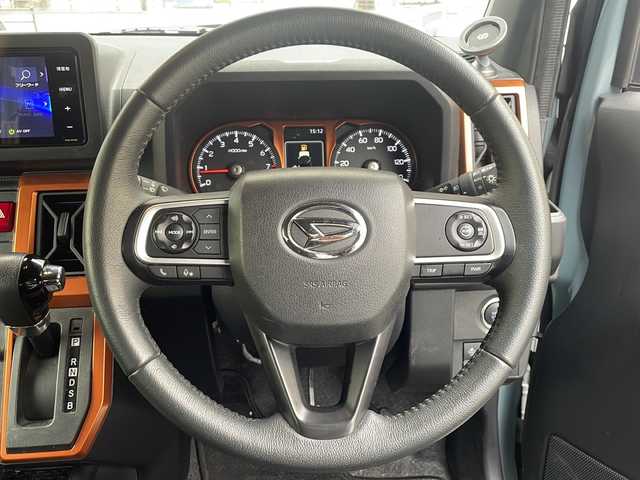 ダイハツ タフト G ターボ 福岡県 2021(令3)年 5.2万km レイクブルーメタリック 社外ナビ/（AM/FM/CD/DVD/SD/USB/Bluetooth/フルセグTV）/横滑り防止/シートヒータ（運転席/助手席）/サンルーフ/純正フロアマット/衝突軽減ブレーキ/アイドリングストップ/パーキングアシスト/オートホールド/クルーズコントロール追従あり/ハンズフリー/オートライト/電格ミラー/フォグランプ/純正アルミホイール/ドライブレコーダー前/保証書/取扱説明書/プッシュスタート/スペアキー×１