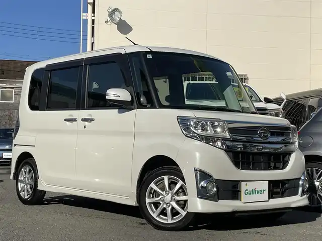 ダイハツ タント カスタム X 和歌山県 2015(平27)年 8.8万km パールホワイトⅢ 社外ナビ/（FM/AM/ワンセグTV）/ワンオーナー/左パワースライドドア/ETC/AAC/オートミラー/横滑り防止装置/後席サンシェード/オートライト/保証書/取扱説明書