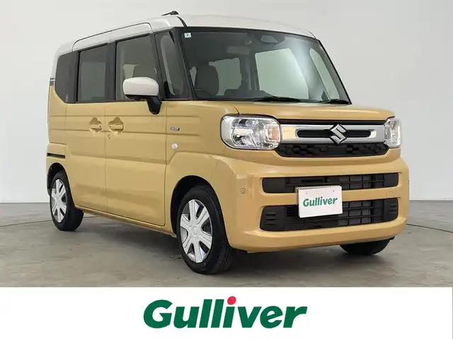 スズキ スペーシア HYBRID X 大分県 2024(令6)年 1万km 黄 純正ナビ/（フルセグ/Bluetooth/carplay)/衝突軽減ブレーキ/レーンアシスト/オートハイビーム/前席シートヒーター/前方ドライブレコーダー/両側パワースライドドア/全方位カメラ/ステアリングスイッチ/電動格納ミラー/オートライト