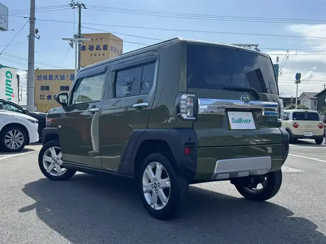 ダイハツ タフト G ターボ クロムベンチャー 愛媛県 2021(令3)年 2.9万km フォレストカーキメタリック 〇ガラスルーフ/〇Stradaナビ【CN-HE01WD】/〇フルセグTV/〇バックカメラ/〇スマートアシスト/・アダプティブクルーズコントロール/・レーンキープコントロール/・アダプティブドライビングビーム/〇ETC/〇ドライブレコーダー/〇LEDヘッドランプ/フォグランプ/〇オートライト/〇ルーフレール/〇純正15インチアルミホイール/〇本革巻きステアリングホイール/〇シートヒーター/〇オートエアコン/〇スマートキー/〇禁煙車