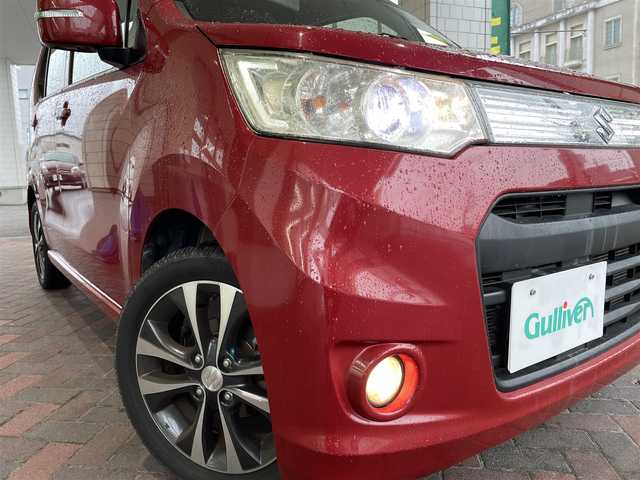 スズキ ワゴンＲ スティングレー T 静岡県 2012(平24)年 6.8万km フェニックスレッドパール 社外メモリナビ・フルセグTV/DVD/CD/USB/SD/ステアリングリモコン/コムテックドライブレコーダー(ZDR-022)/純正エアロ/純正15インチアルミホイル/パドルシフト/革巻きステアリング/オートライト/フォグライト/アイドリングストップ/HIDライト/スマートキー2個/プッシュスタート/純正フロアマット/取扱説明書/新車時保証書