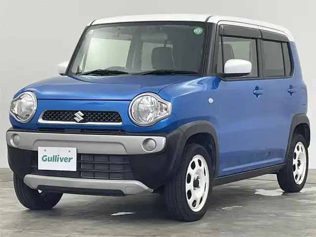 スズキ ハスラー G 群馬県 2019(令1)年 4.6万km ブリスクブルーメタリック/ホワイト2トーンルーフ 衝突被害軽減ブレーキ　社外７インチナビ　ヘッドライトレベライザー　シートヒーター　ステアリングリモコン　横滑り防止装置　盗難防止装置　ドライブレコーダー　ＥＴＣ　スマートキー　プッシュスタート　禁煙車