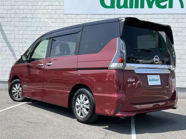 日産 セレナ e－パワー ハイウェイスター V 栃木県 2018(平30)年 5.7万km マルーンレッド 2トーン 純正ナビ/Bluetooth　CD　DVD/フルセグ　TV/バックカメラ/・衝突軽減システム/・衝突軽減ブレーキ/・車線逸脱抑制機能/・車線逸脱警報/・標識認識機能/・速度認識機能/・コーナーセンサー/・ふらつき警報/・先行車発進お知らせ機能/クルーズコントロール/両側パワースライドドア/ハンドルヒーター/シートヒーター/オートライト/ヘッドライトLED/パーキングアシスト