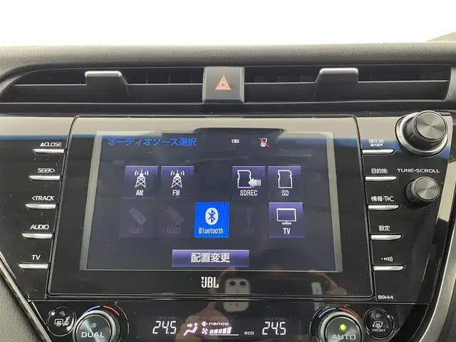 トヨタ カムリ G レザーパッケージ 大分県 2019(平31)年 5.1万km プラチナホワイトパールマイカ ワンオーナ/純正ナビ/（フルセグ/CD/DVD/Bluetooth）/モデリスタエアロ/トヨタセーフティーセンス/・プリクラッシュセーフティー/・レーンディパーチャアシスト/・オートハイビーム/・クリアランスソナー/・レーダークルーズコントロール/レザーシート/前席パワーシート/前席シートヒーター/ヘッドアップディスプレイ/バックカメラ/ステアリングスイッチ/オートブレーキホールド/電動パーキングブレーキ/オートリトラミラー/保証書・取扱説明書