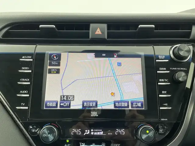 トヨタ カムリ G レザーパッケージ 大分県 2019(平31)年 5.1万km プラチナホワイトパールマイカ ワンオーナ/純正ナビ/（フルセグ/CD/DVD/Bluetooth）/モデリスタエアロ/トヨタセーフティーセンス/・プリクラッシュセーフティー/・レーンディパーチャアシスト/・オートハイビーム/・クリアランスソナー/・レーダークルーズコントロール/レザーシート/前席パワーシート/前席シートヒーター/ヘッドアップディスプレイ/バックカメラ/ステアリングスイッチ/オートブレーキホールド/電動パーキングブレーキ/オートリトラミラー/保証書・取扱説明書