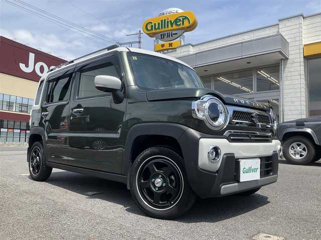 スズキ ハスラー Jスタイル Ⅱ 滋賀県 2023(令5)年 4.1万km クールカーキパールメタリック/ソフトベージュメタリック 車検8年6月まで/純正スマートフォン連携メモリーナビゲーション/・Bluetooth・フルセグTV /　Apple CarPlay対応/全方位カメラ/スズキセーフティーサポート/アダプティブクルーズコントロール（ACC）/パーキングコーナーセンサー/シートヒーター（D席/N席）/LEDヘッドライト/ETC/革巻きステアリング/革調社外シートカバー/社外15AW/保証書/取扱説明書