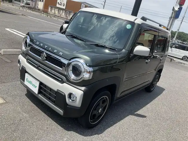 スズキ ハスラー Jスタイル Ⅱ 滋賀県 2023(令5)年 4.1万km クールカーキパールメタリック/ソフトベージュメタリック 車検8年6月まで/純正スマートフォン連携メモリーナビゲーション/・Bluetooth・フルセグTV /　Apple CarPlay対応/全方位カメラ/スズキセーフティーサポート/アダプティブクルーズコントロール（ACC）/パーキングコーナーセンサー/シートヒーター（D席/N席）/LEDヘッドライト/ETC/革巻きステアリング/革調社外シートカバー/社外15AW/保証書/取扱説明書
