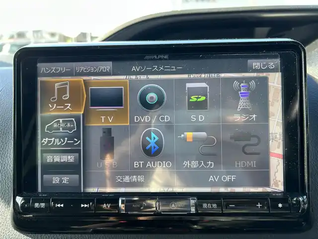 トヨタ エスクァイア ハイブリッド Gi プレミアムパッケージ 岡山県 2018(平30)年 7.7万km ブラック 登録時走行距離76182km/アルバイン9インチナビ/フルセグTV(AM.FM.CD.DVD.TV.BT)/アルパイン12.8インチフリップダウンモニター/ダブルゾーン/両側パワースライドドア/バックカメラ/ETC/ドライブレコーダー/シートヒーター/クリアランスソナー/衝突軽減ブレーキ/クルーズコントロール/レーンキープアシスト/オートマチックハイビーム/15インチ純正AW/純正フロアマット