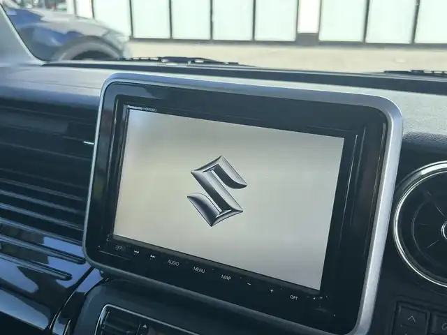 スズキ スペーシア カスタム HYBRID XS ターボ 大阪府 2018(平30)年 5.1万km ブルーイッシュブラックパール3 純正8インチナビ/　（フルセグTV/CD/DVD/Bluetooth/AUX）/社外10.1インチ後席モニター/　（アルパイン製）/全方位モニター/両側パワースライドドア/ハーフレザーシート/　（シートヒーター有）/ドライブレコーダー/クルーズコントロール/純正15インチアルミホイール/ビルトインETC/純正フロアマット