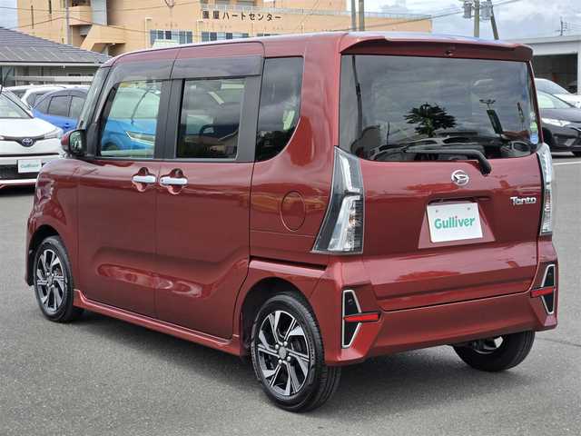 ダイハツ タント カスタム X 鹿児島県 2021(令3)年 1.6万km ファイアークォーツレッドM 両側パワースライドドア　/純正ＳＤナビ(NMZK-W73D)　/バックカメラ　/フルセグテレビ　/Ｂｌｕｅｔｏｏｔｈオーディオ　/純正ドライブレコーダー　/プッシュスタート／スマートキー　/スペアキー　/ＬＥＤヘッドライト/純正アルミホイール(14インチ)/アイドリングストップ/横滑り防止装置/エアバッグ(W+サイド)/カーテンエアバッグ