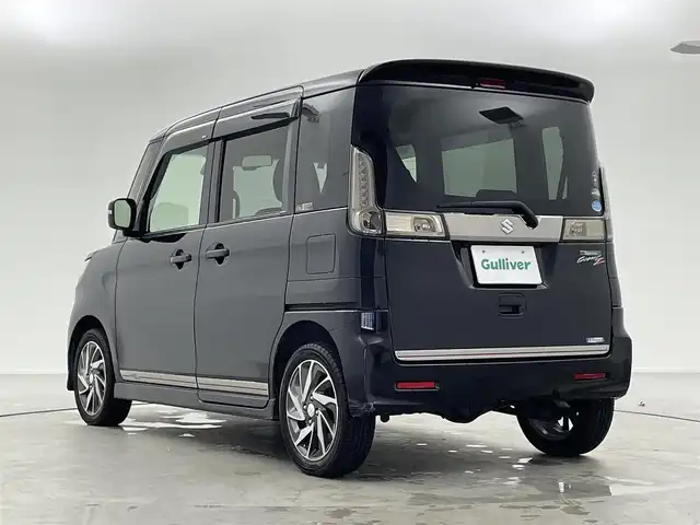 スズキ スペーシア カスタム Z 富山県 2017(平29)年 4.3万km ブルーイッシュブラックパール3 スマートキー/4WD/社外メモリナビ/(CD/DVD/BT/フルセグTV)/バックカメラ/衝突軽減ブレーキ/車線逸脱防止機能/シートヒーター/オートライト/片側パワースライドドア/LEDヘッドライト/スペアキー×1/取説＆保証書