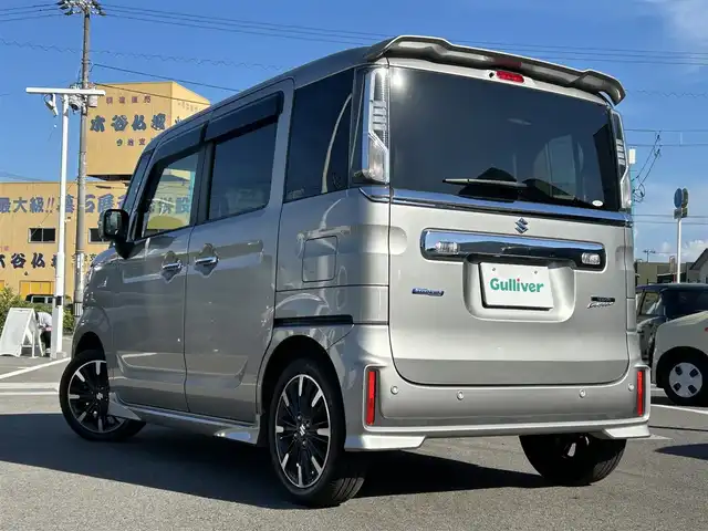スズキ スペーシア カスタム HYBRID XS 愛媛県 2021(令3)年 2.1万km スチールシルバーM 登録時走行距離：20290Km/社外ディーラーOPメモリナビ/ワンセグTV/DVD/ETC/両側パワースライドドア/サンシェード/アイドリングストップ/横滑り防止装置/レーダークルーズコントロール/レーンキープアシスト/パーキングアシスト/衝突軽減システム/LEDヘッドライト/オートライト/エンジンスタートボタン/ベンチシート/シートヒーター/スマートキー/純正アルミホイール/純正フロアマット