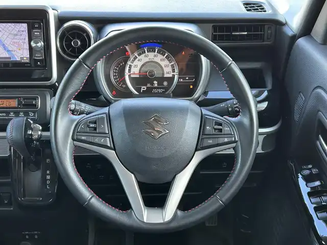 スズキ スペーシア カスタム HYBRID XS 愛媛県 2021(令3)年 2.1万km スチールシルバーM 登録時走行距離：20290Km/社外ディーラーOPメモリナビ/ワンセグTV/DVD/ETC/両側パワースライドドア/サンシェード/アイドリングストップ/横滑り防止装置/レーダークルーズコントロール/レーンキープアシスト/パーキングアシスト/衝突軽減システム/LEDヘッドライト/オートライト/エンジンスタートボタン/ベンチシート/シートヒーター/スマートキー/純正アルミホイール/純正フロアマット