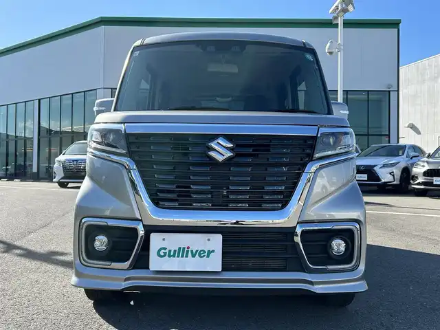 スズキ スペーシア カスタム HYBRID XS 愛媛県 2021(令3)年 2.1万km スチールシルバーM 登録時走行距離：20290Km/社外ディーラーOPメモリナビ/ワンセグTV/DVD/ETC/両側パワースライドドア/サンシェード/アイドリングストップ/横滑り防止装置/レーダークルーズコントロール/レーンキープアシスト/パーキングアシスト/衝突軽減システム/LEDヘッドライト/オートライト/エンジンスタートボタン/ベンチシート/シートヒーター/スマートキー/純正アルミホイール/純正フロアマット