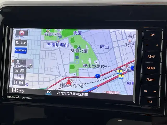 スズキ スペーシア HYBRID X 福岡県 2018(平30)年 3万km フェニックスレッドパール 社外ナビ（ＢＴ，フルセグＴＶ）　/全方位カメラ　/コーナーセンサー　/衝突被害軽減ブレーキ　/レーンキープ　/アイドリングストップ　/両側電動スライドドア　/シートヒーター　/ＨＵＤ　/純正１４インチＡＷ　/ＬＥＤライト