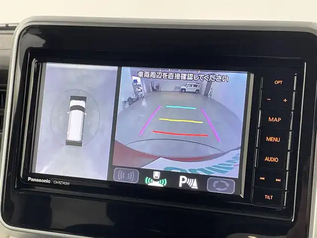スズキ スペーシア HYBRID X 福岡県 2018(平30)年 3万km フェニックスレッドパール 社外ナビ（ＢＴ，フルセグＴＶ）　/全方位カメラ　/コーナーセンサー　/衝突被害軽減ブレーキ　/レーンキープ　/アイドリングストップ　/両側電動スライドドア　/シートヒーター　/ＨＵＤ　/純正１４インチＡＷ　/ＬＥＤライト