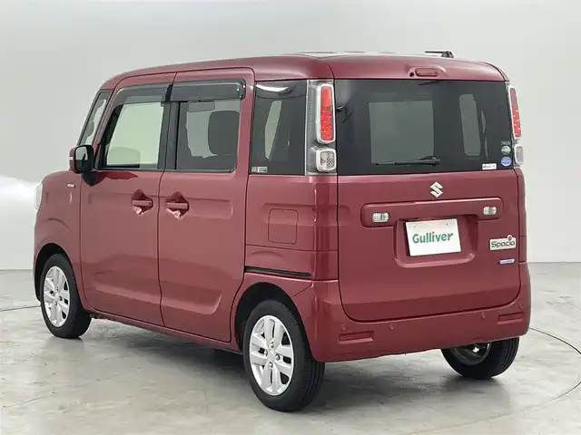 スズキ スペーシア HYBRID X 福岡県 2018(平30)年 3万km フェニックスレッドパール 社外ナビ（ＢＴ，フルセグＴＶ）　/全方位カメラ　/コーナーセンサー　/衝突被害軽減ブレーキ　/レーンキープ　/アイドリングストップ　/両側電動スライドドア　/シートヒーター　/ＨＵＤ　/純正１４インチＡＷ　/ＬＥＤライト