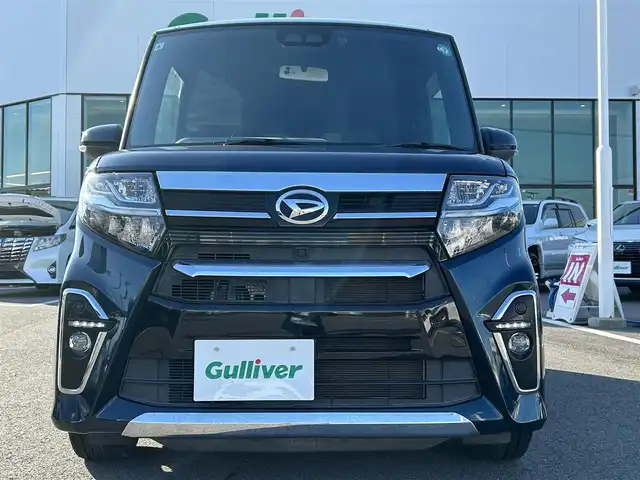 ダイハツ タント カスタム RS 福岡県 2019(令1)年 5.7万km レーザーブルークリスタルシャイン 登録時走行距離：56272Km/メーカーオプションSD純正ナビ/AM/FM/ワンセグTV/DVD/Bluetooth/バックカメラ/前方ドライブレコーダー/横滑り防止装置/衝突軽減システム/パーキングアシスト/LEDヘッドライト/オートライト/フォグランプ/エンジンスタートボタン/シートヒーター/スマートキー/純正アルミホイール/純正フロアマット/ハーフレザーシート/シートーヒーター