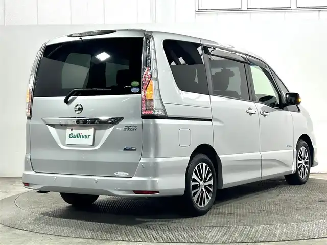 日産 セレナ HWS S HV Vセレ +SeftyⅡ 大阪府 2015(平27)年 2.8万km ブリリアントシルバー 純正ナビ(フルセグ/DVD再生/Bluetooth) 衝突軽減 360カメラ 両側パワースライドドア クルコン ETC レーンアシスト クリアランスソナー リアオートエアコン オートライト Pスタート