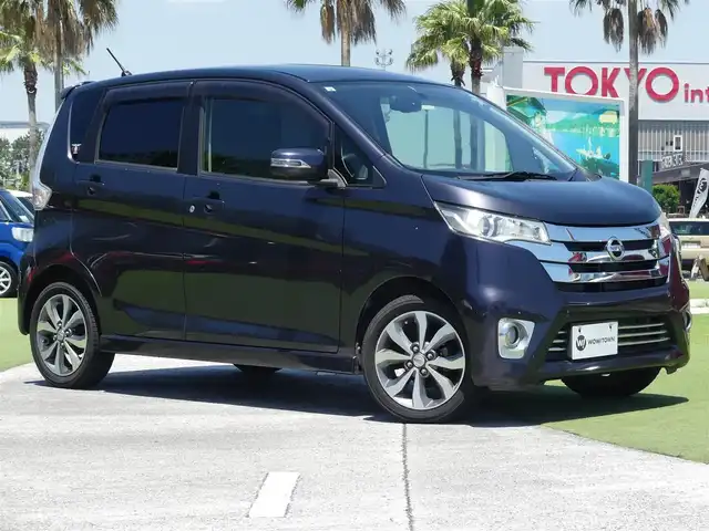日産 デイズ ハイウェイスターG 千葉県 2013(平25)年 6万km プレミアムパープルP 純正メモリーナビ/【CD再生機能　Bluetooth接続】/アラウンドビューモニター/革巻きステアリング/ETC/HIDヘッドライト/フォグライト/ウインカーミラー/純正15インチアルミホイル/インテリジェントキー