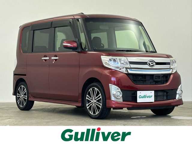 ダイハツ タント カスタム RS トップED SA 千葉県 2014(平26)年 4.3万km ファイアークォーツレッドM 禁煙車/フリップダウンモニター/ブレーキアシスト/衝突安全ボディー/両側パワースライドドア/社外7インチナビ/・CD/DVD/Bluetooth/フルセグ/バックカメラ/LEDオートライト/ハーフレザーシート/純正15インチアルミホイール/オートエアコン/アイドリングストップ/プッシュスタート/スマートキー