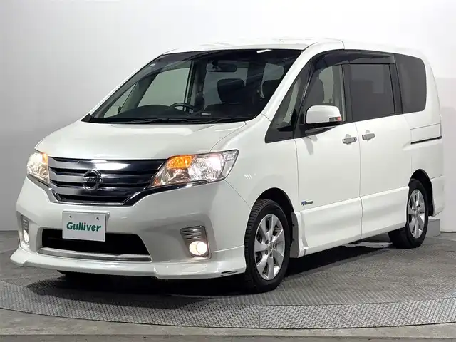 日産 セレナ ハイウェイスター Sハイブリッド 大阪府 2012(平24)年 6.1万km ブリリアントホワイトパール 純正ナビTV バックカメラ 両側パワースライドドア クルーズコントロール スマートキー プッシュスタート リアオートエアコン オートライト ETC 盗難防止装置