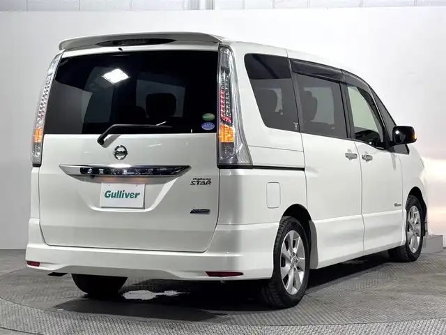 日産 セレナ ハイウェイスター Sハイブリッド 大阪府 2012(平24)年 6.1万km ブリリアントホワイトパール 純正ナビTV バックカメラ 両側パワースライドドア クルーズコントロール スマートキー プッシュスタート リアオートエアコン オートライト ETC 盗難防止装置