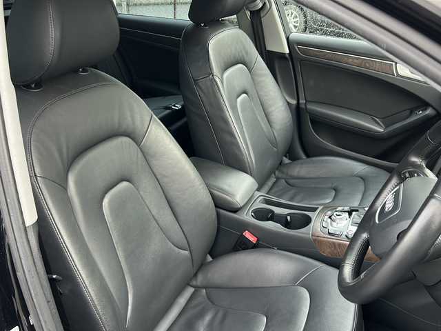 アウディ Ａ４ アバント 2．0 TFSI 福島県 2013(平25)年 7万km 黒 純正ナビゲーション/・フルセグTV/SD/BT/CD/DVD/FM/AM/・バックカメラ/・前後ドライブレコーダー/ビルトインETC/レザーシート/・D+N席パワーシート/・D+N席シートヒーター/革張りステアリング/・ステアリングスイッチ/シガーライター/電子パーキング/コーナーセンサー/アイドリングストップ/横滑り防止装置/プッシュスタート/・スマートキー/電動格納ミラー/・ウィンカーミラー/LEDヘッドライト/・オートライト/・フォグランプ/フロアマット