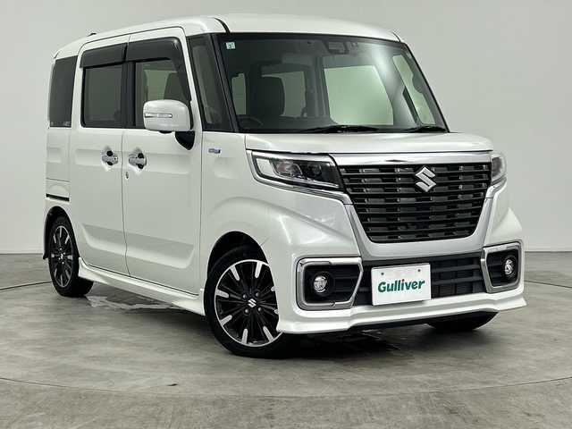 スズキ スペーシア カスタム HYBRID XS ターボ 三重県 2019(平31)年 5.1万km ピュアホワイトP 純正ナビ/・AM/FM/USB/CD/DVD/フルセグ/SD/iPod/Bluetooth/シートヒーター/両側パワースライドドア/クルーズコントロール/ヘッドアップディスプレイ/パドルシフト/ドライブレコーダー/ハーフレザーシート/ステアリングスイッチ/LEDヘッドライト/フォグランプ/クリアランスソナー/純正１５インチAW