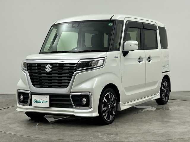 スズキ スペーシア カスタム HYBRID XS ターボ 三重県 2019(平31)年 5.1万km ピュアホワイトP 純正ナビ/・AM/FM/USB/CD/DVD/フルセグ/SD/iPod/Bluetooth/シートヒーター/両側パワースライドドア/クルーズコントロール/ヘッドアップディスプレイ/パドルシフト/ドライブレコーダー/ハーフレザーシート/ステアリングスイッチ/LEDヘッドライト/フォグランプ/クリアランスソナー/純正１５インチAW