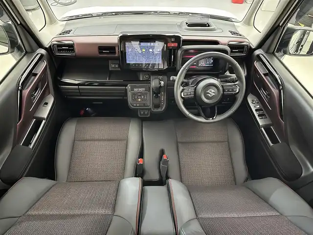 スズキ スペーシア カスタム HYBRID XS ターボ 滋賀県 2025(令7)年 0.4万km ピュアホワイトパール/ブラック2トーン 純正9インチナビ/Bluetooth/フルセグTV/HDMI/USB/DVD/Android Auto/Apple CarPlay/全方位カメラ/追従クルーズコントロール/両側パワースライドドア/ハーフレザーシート/シートヒーター/ステアリングヒーター/前後ドライブレコーダー/ETC